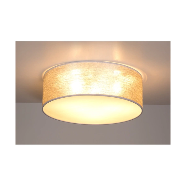 Nevoa Ceiling Lamp 3xE27 Max.25W White Metal/Silver Fabric Shade 47933802