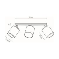 Aprillia Ceiling Lamp 3xE27 Max.25W Black Metal/Chrome Metal/White Fabric Shade 56745304