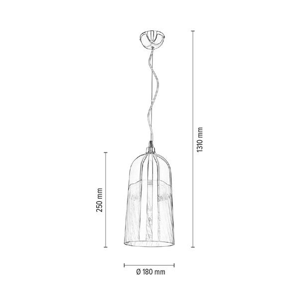 Daga Pendant Lamp 1xE27 Max.60W Chrome Metal/Transparent Glass 1677128