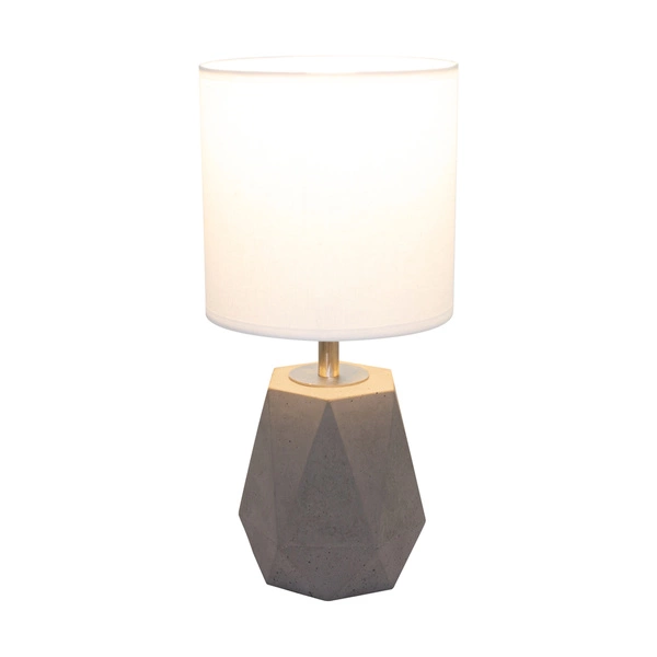 Diamant Table Lamp 1xE27 Max.25W Gray Concrete/Black PVC Cable/White Fabric Shade 791942136