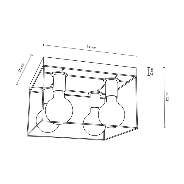 Gretter Concrete Ceiling Lamp 4xE27 Max.60W Gray Concrete/Black Metal 919408436