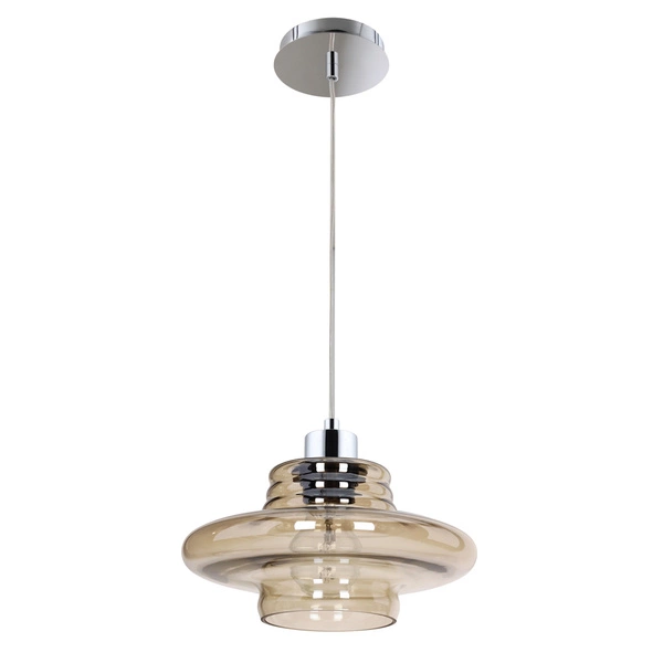 Lampa wisząca Bali 1xE27 maks. 60W chromowany metal/przezroczysty kabel PVC/brązowe szkło 1197128