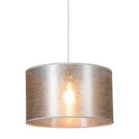 Nevoa Pendant Lamp 1xE27 Max.60W Black Metal/Transparent PVC Cable/Silver Fabric Shade 154930104