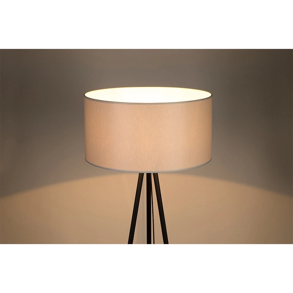 Lampa podłogowa Dove 1xE27 maks. 40W Czarny metal/czarny kabel PCV/szary klosz z tkaniny 15112004