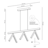 Lampa Wisząca Silas 3xLED 24V Zintegrowana 1680lm 3000K 18W Drewno Bukowe Orzech/Przezroczysty Kabel PCV 5187376