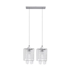 Gracja Pendant Lamp 2xE27 Max.60W Chrome Metal/Transparent PVC Cable/Transparent Glass 8171228