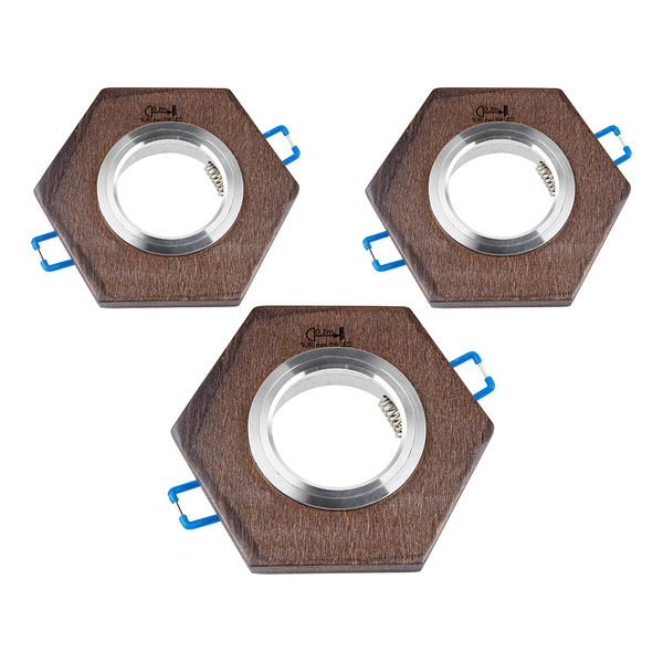 Vitar Wood Set of Downlights 3xGU10 Max.6W LED Walnut Beech Wood 2018376