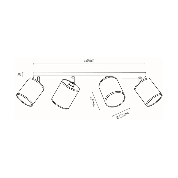 Lampa Sufitowa Nevoa 4xE27 Max.25W Czarny Metal/Chromowany Metal/Czarny Klosz Tkaniny 56795404