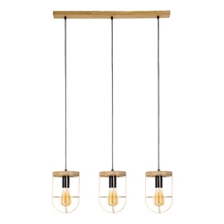 Netuno Pendant Lamp 3xE27 Max.60W Stained Pine Brown/Black Metal/Black PVC Cable/Gold Metal 181059351