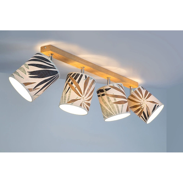 Lampa Sufitowa Hoja 4xE27 Max.25W Dąb Olejowany/Wielokolorowa Tapeta 56747474