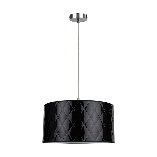 Maxima Pendant Lamp 1xE27 Max.60W Chrome Metal/Transparent PVC Cable/Black Fabric Shade