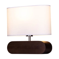 Lampa stołowa Marinna 1xE27 maks. 25W drewno bukowe orzechowe/przezroczysty kabel PVC/biały klosz z tkaniny 7611076