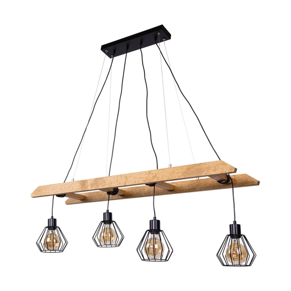 Eskalo Pendant Lamp 4xE27 Max.60W Stained Pine Brown/Black Metal/Black PVC Cable 7229451