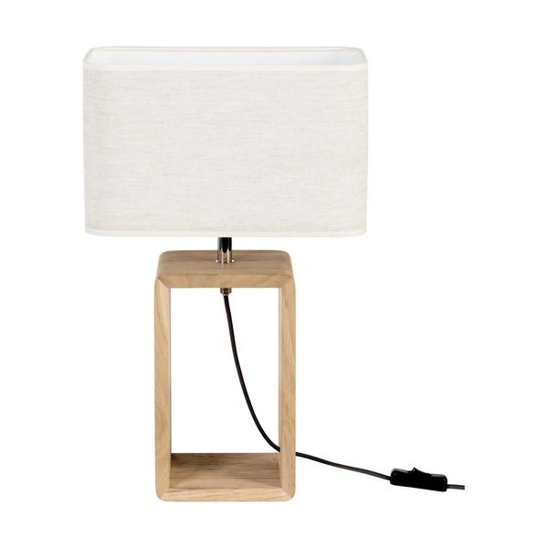 Boho Lampa Stołowa 1xE27 Max.25W Dąb Olejowany/Czarny Oplot/Beżowy Len 77191174