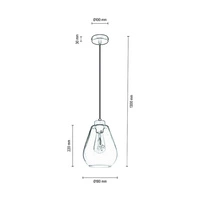 Lampa Wisząca Kigali 1xE27 Max.60W Dąb Olejowany/Czarny Metal/Czarny Kabel PCV/Szkło Dymne 5500063