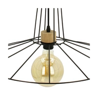Ferro Pendant Lamp 1xE27 Max.60W Oiled Oak/Black Metal/Black PVC Cable 101021231018