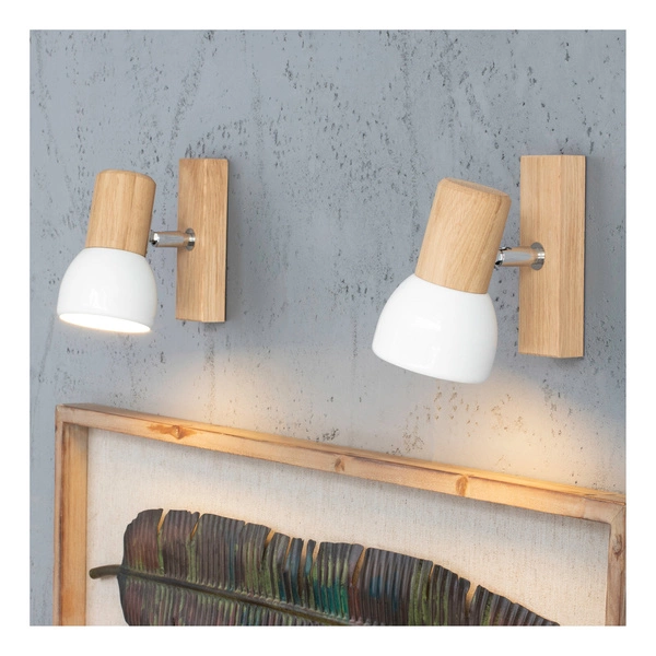Svenda Wall lamp 1xE27 Max.60W Oiled Oak/Chrome/White 2224174