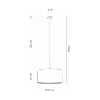 Dove Pendant Lamp 1xE27 Max.60W Oiled Oak/Transparent PVC Cable/Black Fabric Shade 16400174