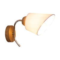 Kinkiet drewniany Mette 1xE27 maks. 40W dąb olejowany/chromowany metal/biały klosz z tkaniny 8341174