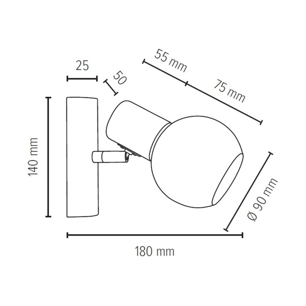 Karin Wall Lamp 1xE14 Max.40W Birch Wood/White Glass 2231160