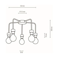 Eclait Ceiling Lamp 5xE27 Max.40W Oiled Oak/Black Metal 5834574