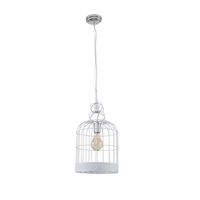 Cage Pendant Lamp 1xE27 Max.60W Chrome Metal/White Metal/Transparent PVC Cable 9501102