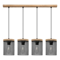 Monsun Pendant Lamp 4xE27 Max.60W Stained Pine Brown/Black PVC Cable/Smoked Glass 161859451