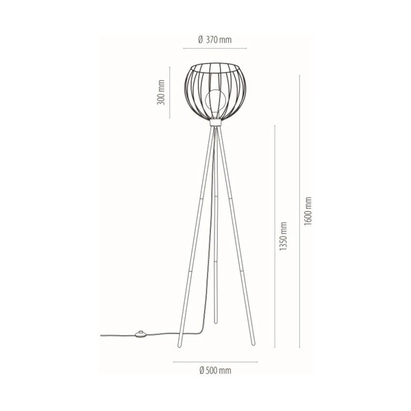Lampa podłogowa Coop 1xE27 maks. 40W czarny metal/czarny kabel PVC 12580104