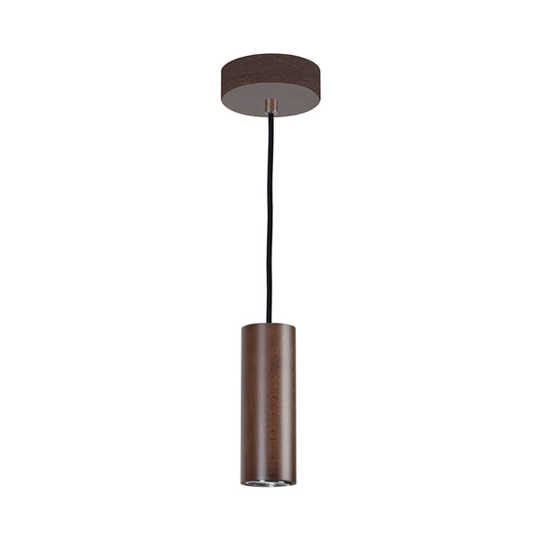 Lampa wisząca rura w zestawie Kabel 1xGU10 LED 5W z drewna bukowego z orzecha włoskiego/czarnej tkaniny 1559176