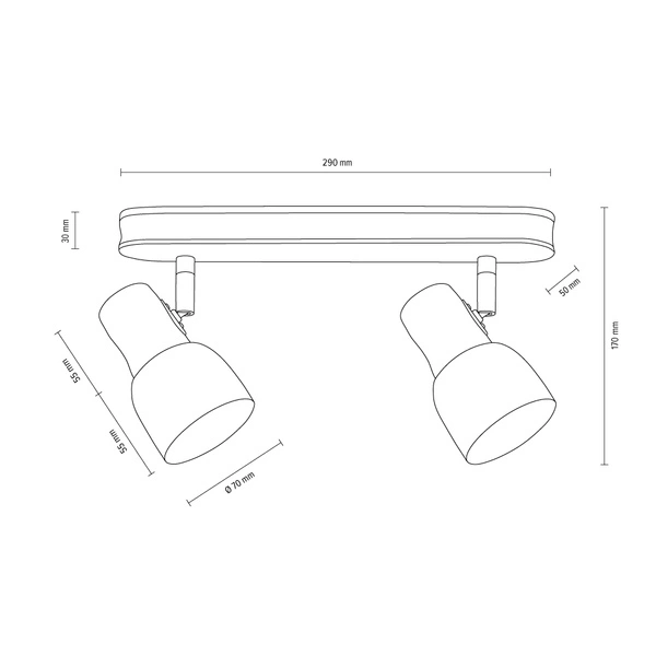 Svantje Lampa Sufitowa 2xE14 Max.40W Dąb Olejowany/Chrom/Biały 2239274