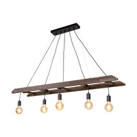 Eskalo Pendant Lamp 5xE27 Max.60W Stained Pine on Walnut/Black Metal/Black PVC Cable 7219556