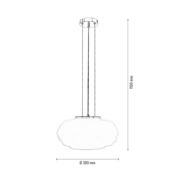 Terra Pendant Lamp 1xE27 Max.60W Chrome Metal/Transparent PVC Cable/White Glass 9902102