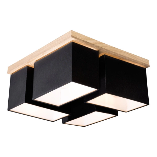 Paloma Ceiling Lamp 4xE27 Max.25W Oiled Oak/Black Fabric Shade 2454474