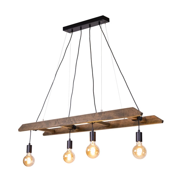 Eskalo Pendant Lamp 4xE27 Max.60W Stained Pine on Walnut/Black Metal/Black PVC Cable 7219456