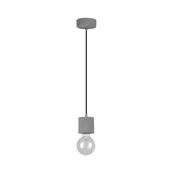 Mocna lampa wisząca 1xE27 Max.60W Szary beton/Czarny kabel z tkaniny