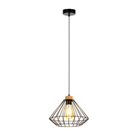 Lampa wisząca Raquelle 1xE27 maks. 60W Dąb olejowany/Czarny metal/Czarny kabel PCV 187119104