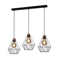 Diament Pendant Lamp 3xE27 Max.60W Oiled Oak/Black Metal/Black PVC Cable 21822304