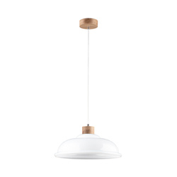 Molde Pendant Lamp 1xE27 Max.60W Oiled Oak/Transparent PVC Cable/White Glass