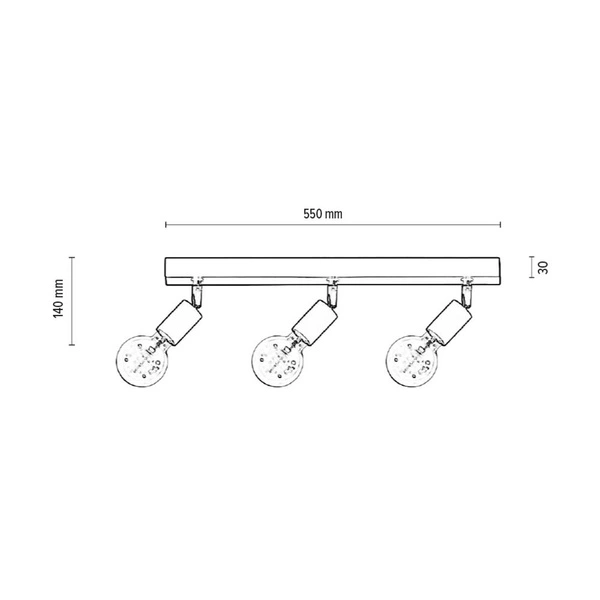 Elmin Ceiling Lamp 3xE27 Max.25W Oiled Oak/Black Metal 2264304