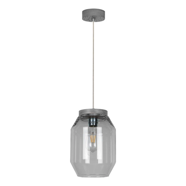 Vaso Pendant Lamp 1xE27 Max.60W Gray Stained Pine/Transparent PVC/Smoked Glass 169120157