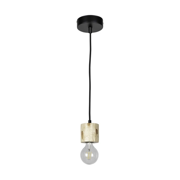 Pino Pendant Lamp 1xE27 Max.60W Natural Pine/Black Metal/Black PVC Cable 7161150