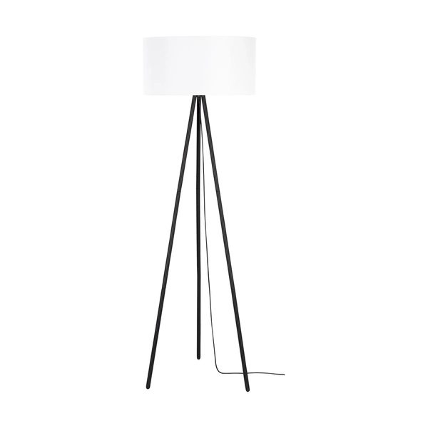 Verian Floor Lamp 1xE27 Max.40W Black Metal/Black PVC Cable/White Fabric Shade 197611004