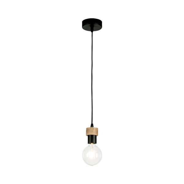 Clarte Pendant Lamp 1xE27 Max.60W Oiled Oak/Black Metal/Black Fabric Cable 3271104