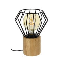 Vento Table Lamp 1xE27 Max.60W Oiled Oak/Black PVC Cable/Black Metal 63814174