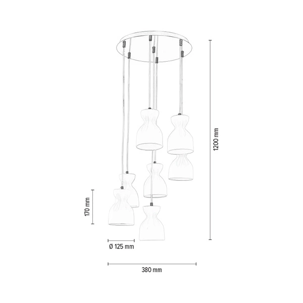 Noelle Pendant Lamp 7xE14 Max.40W Chrome Metal/White Ceramics 1970702