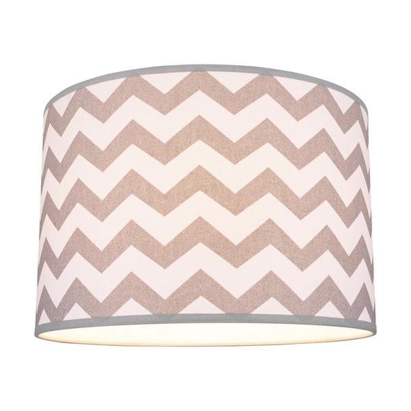 Lampshade Cylinder E27 H40 White-Gray Cotton with zigzag pattern A0520