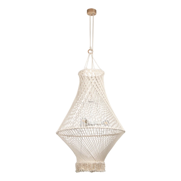 Reve Pendant Lamp 3xE27 Max.15W LED Oiled Oak/Cream Braided Cotton Cord/Natural Fabric Cable