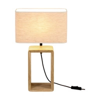 Boho Table Lamp 1xE27 Max.25W Oiled Oak/Black Braid/Beige Linen 77191174