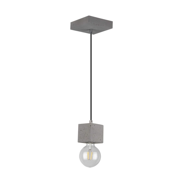 Mocna kwadratowa lampa wisząca 1xE27 Max.60W Szary beton/Czarny kabel z tkaniny 7089136