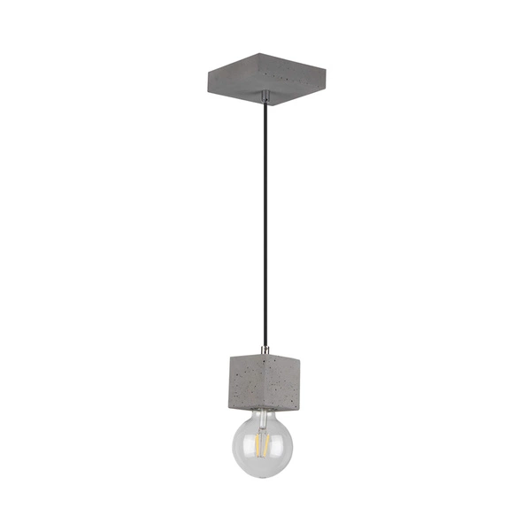 Strong Square Pendant Lamp 1xE27 Max.60W Gray Concrete/Black Fabric Cable 7089136